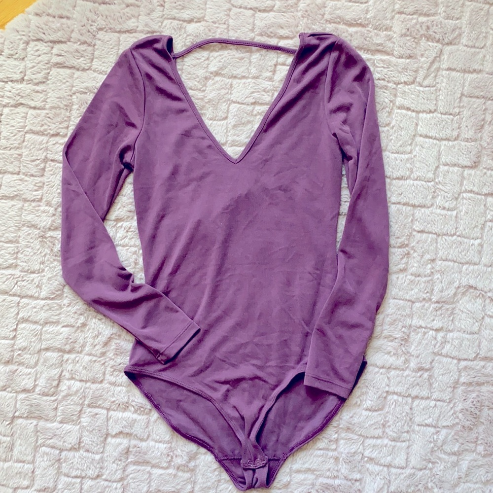 Little Black Bodysuit by Anthropologie in plum